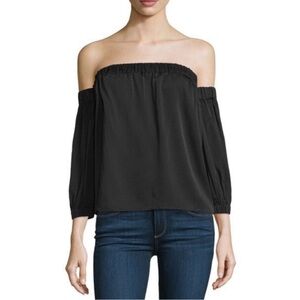 Milly Black Silk Off the Shoulder Blouse Size S